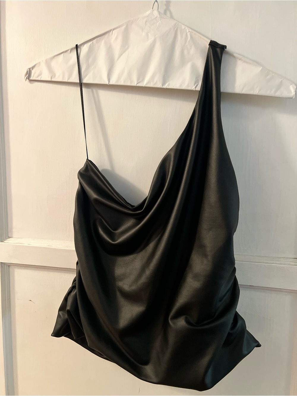 Amarni one shoulder leather top